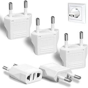 6 Pack European Plug Adapter, US to Europe Plug Adapter, European Adapter Type C Plug Adapter, Travel Adapter Europe, European Outlet Wall Plug Adapter Power Converter (White)