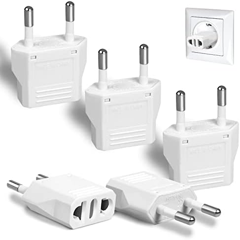 6 Pack European Plug Adapter, US to Europe Plug Adapter, European Adapter Type C Plug Adapter, Travel Adapter Europe, European Outlet Wall Plug Adapter Power Converter (White)