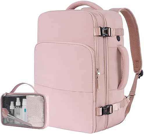 Beraliy Travel Backpack for Women, Airline Approved Backpack, Personal Item Bag, Carry On Backpack,Weekender Bag, Lightweight Backpack Casual Hiking Daypack, Pink