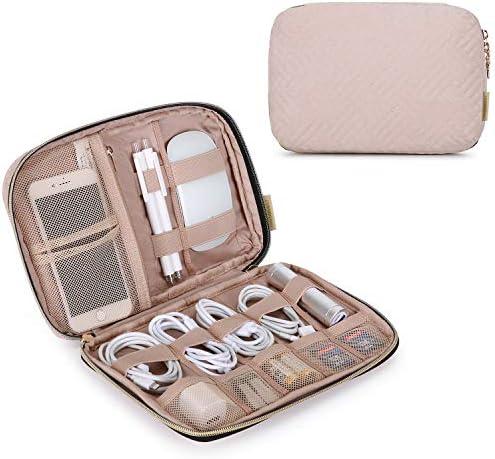 BAGSMART Electronics Organizer Travel Case, Small Cable Organizer Bag for Travel Essentials, Tech Organizer as Travel Accessories for Women, Cord Organizer for Phone, SD Card, Soft Pink