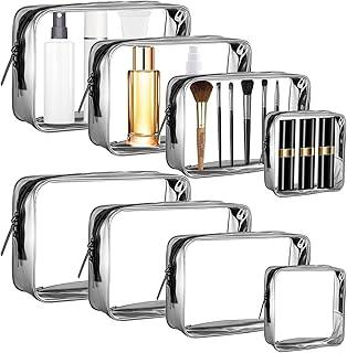 AURUZA 6 PACK Clear Toiletry Bag, TSA Approved Cosmetic Makeup Bags Set, Portable Travel Makeup Bags Zipper PVC Cosmetic Pouch Airport Airline for Travel, Bathroom